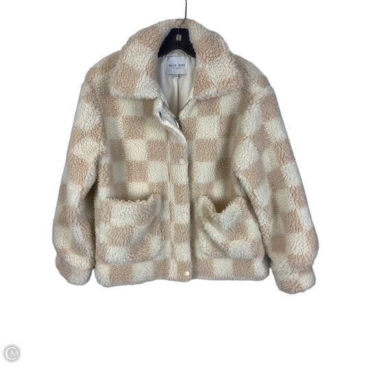 Coat Faux Fur & Sherpa By Wild Rose In Cream & Tan, Size: Xs