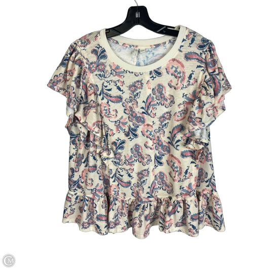 Top Short Sleeve By Cato In Cream, Size: 1x