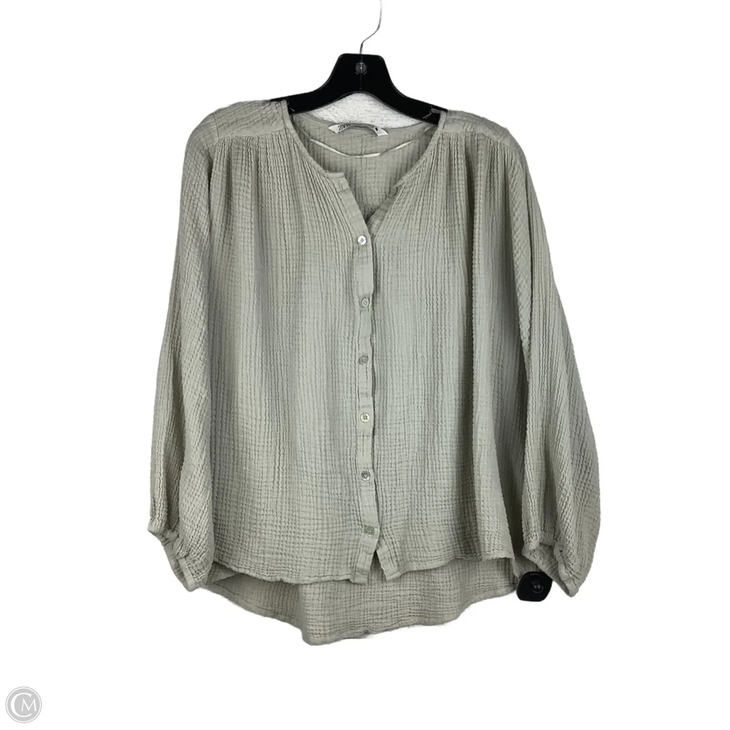 Top Long Sleeve By Zara In Taupe, Size: L
