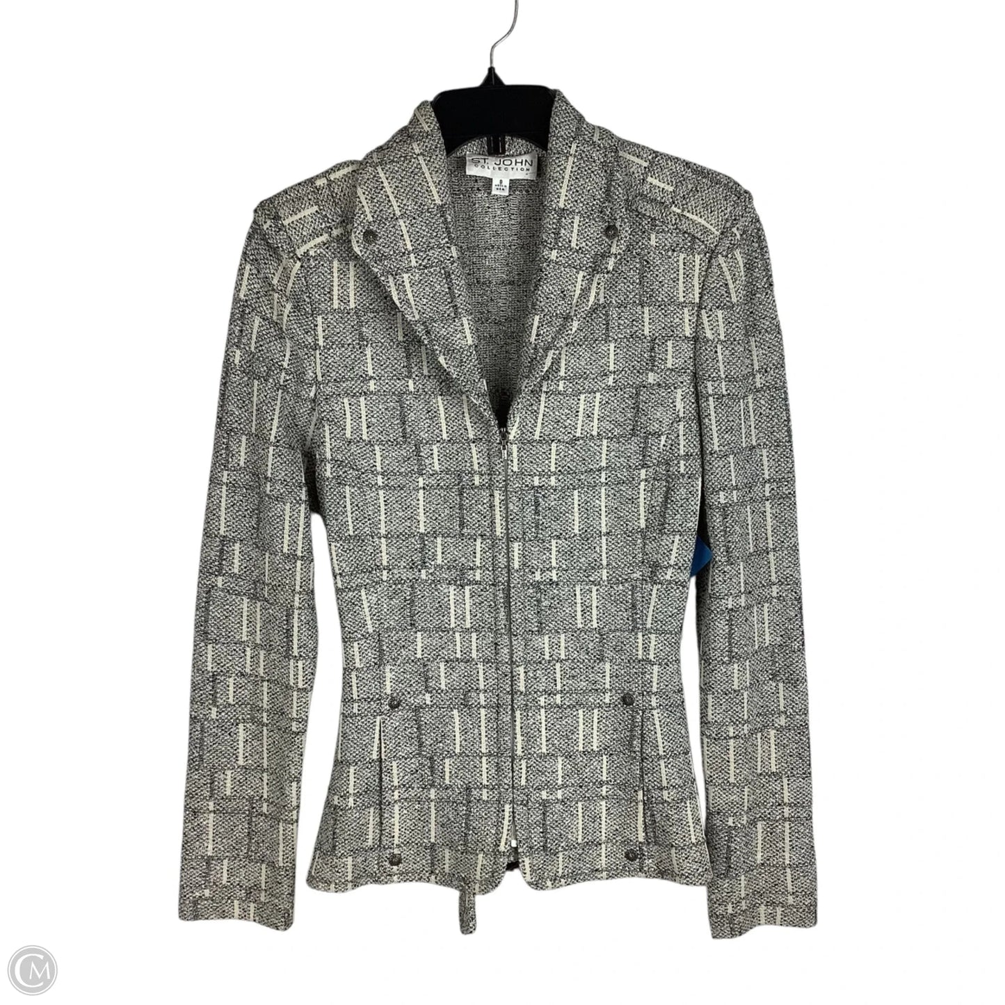 Blazer Luxury Designer By St John Collection In Grey, Size: 8