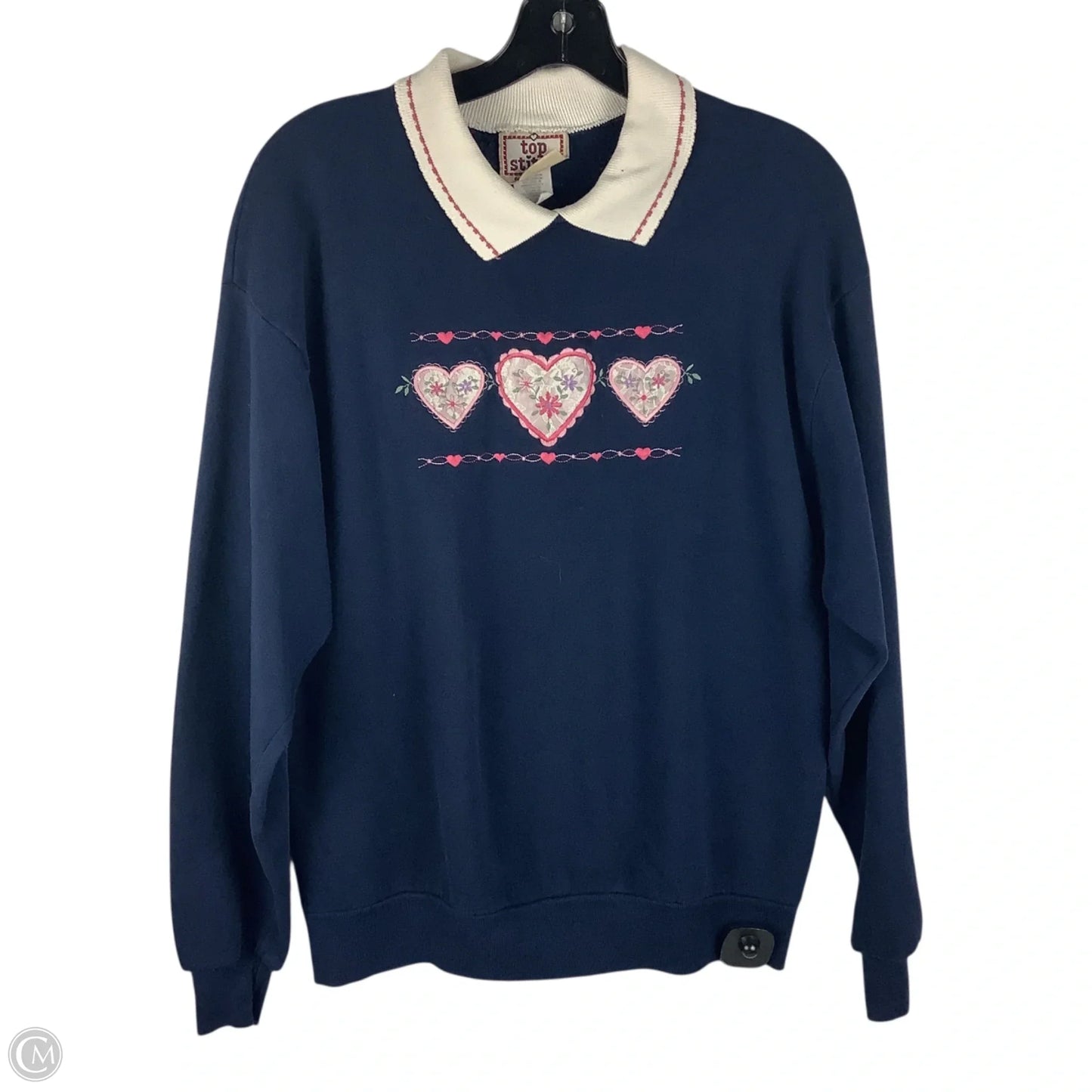 Sweatshirt Collar By Clothes Mentor In Navy, Size: L