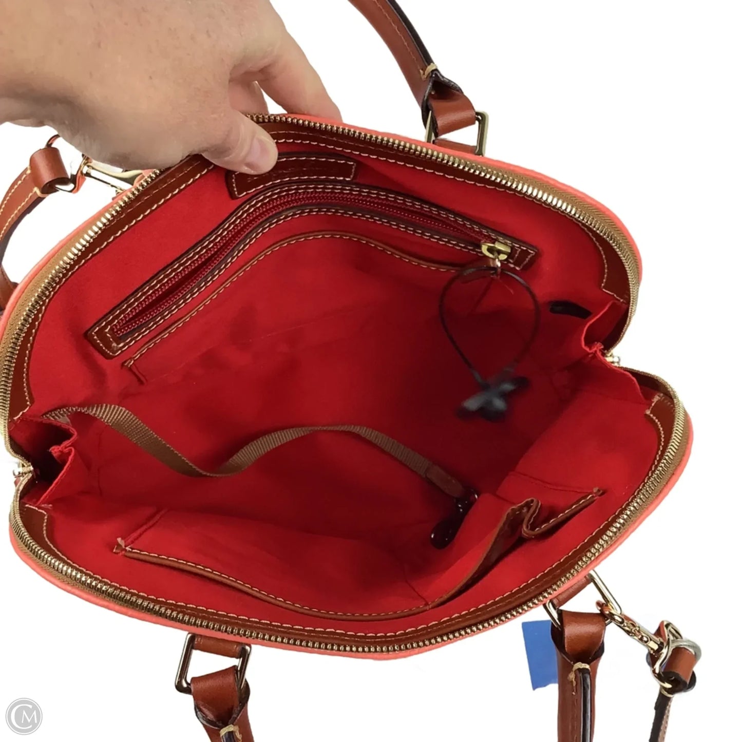 Handbag Leather By Dooney And Bourke, Size: Medium