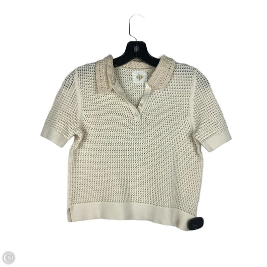 Sweater Short Sleeve By Hwr In Cream, Size: Xs