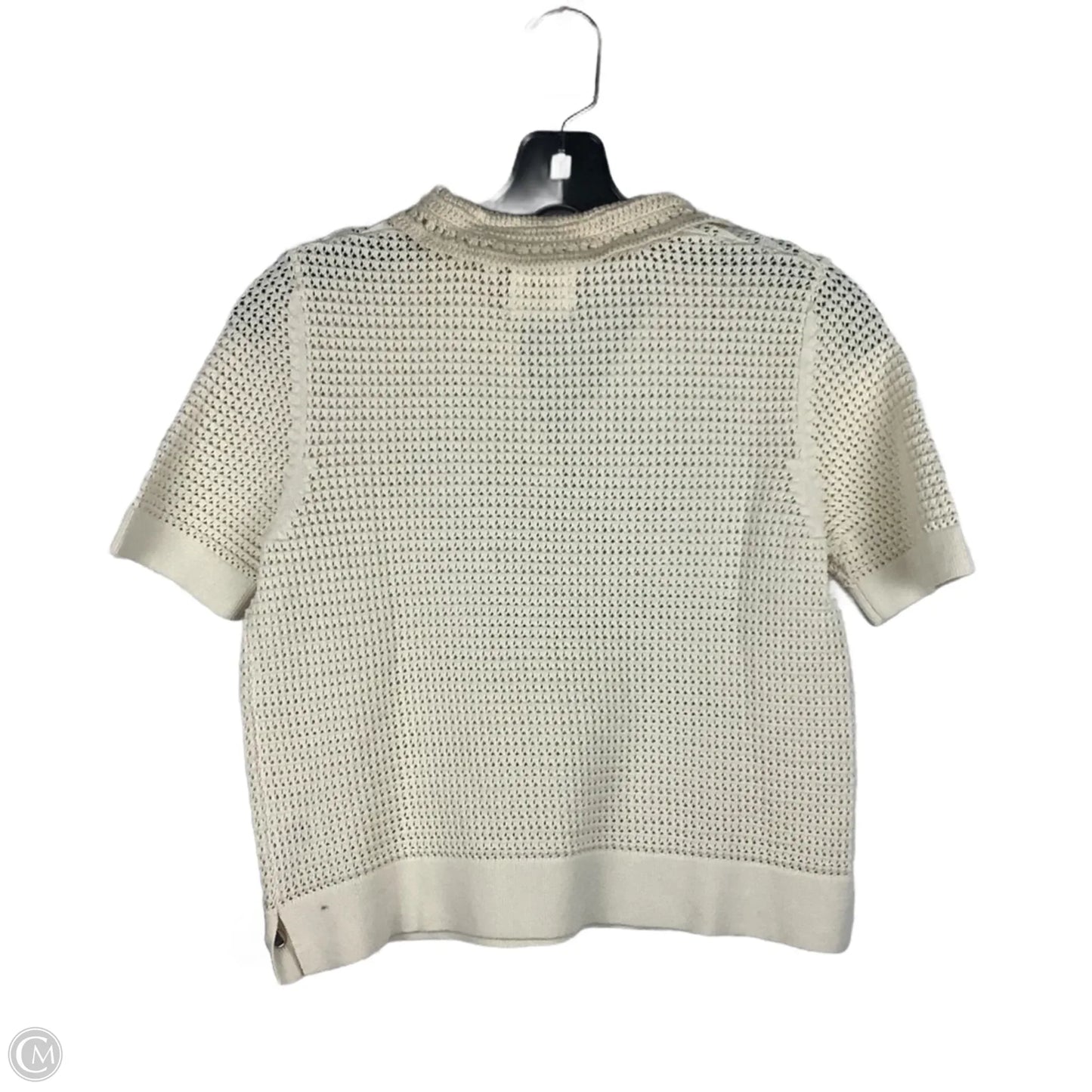 Sweater Short Sleeve By Hwr In Cream, Size: Xs