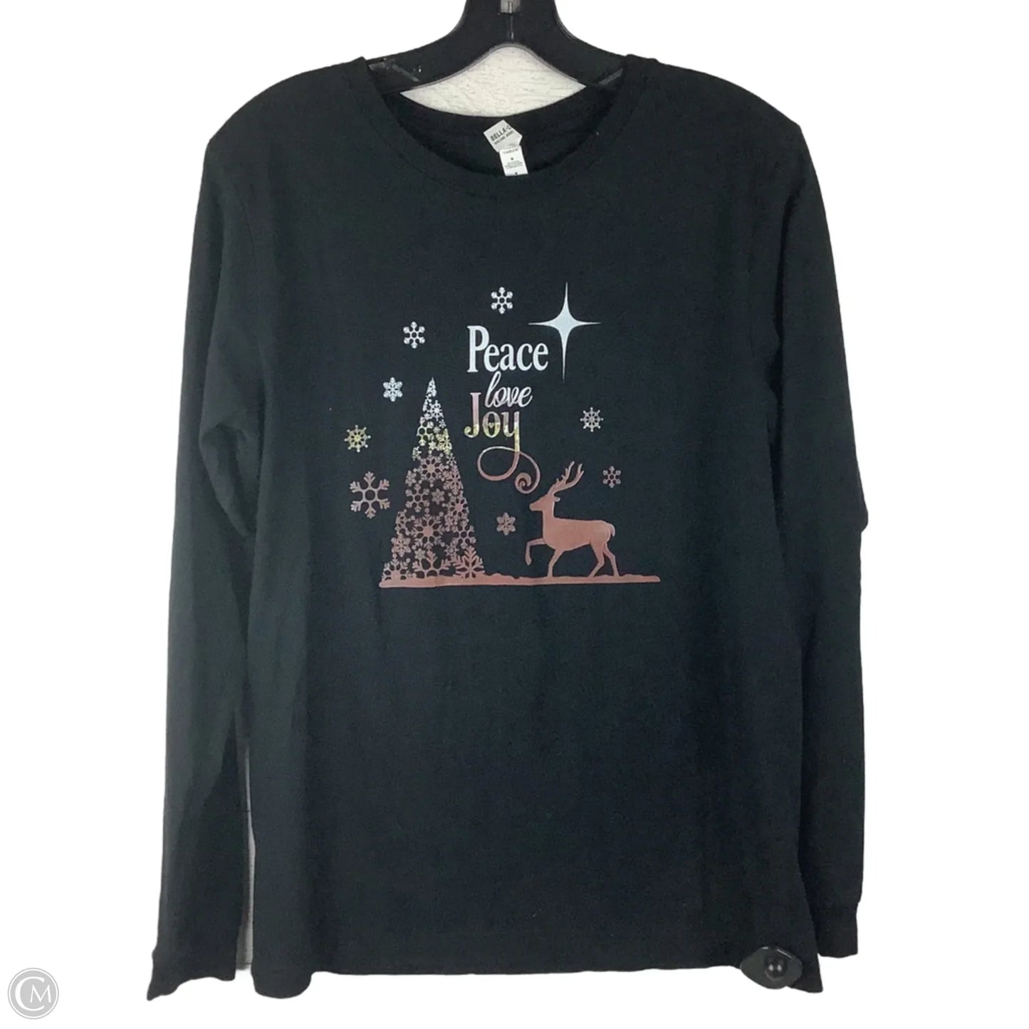 Top Long Sleeve Basic By Bella + Canvas In Black, Size: M