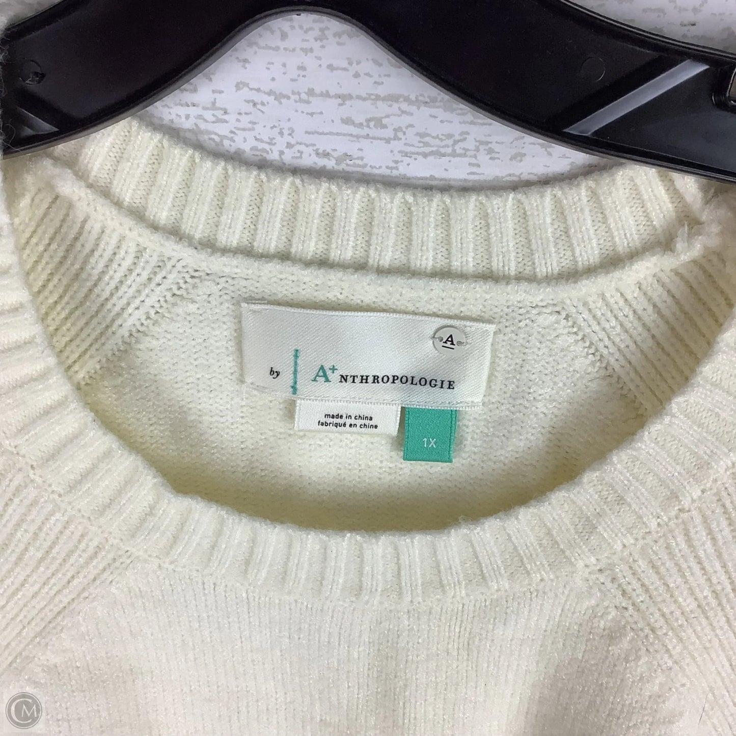 Sweater By Anthropologie In Cream, Size: 1x