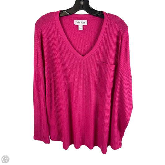 Top Long Sleeve Basic By Calvin Klein In Pink, Size: Xl