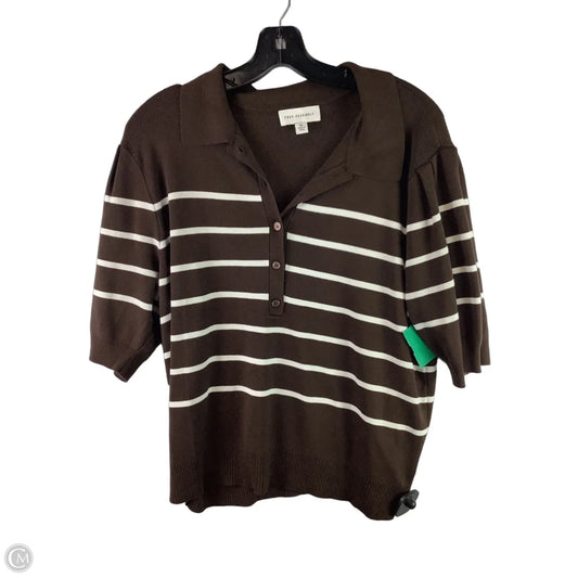 Sweater Short Sleeve By Free Assembly In Brown, Size: Xl