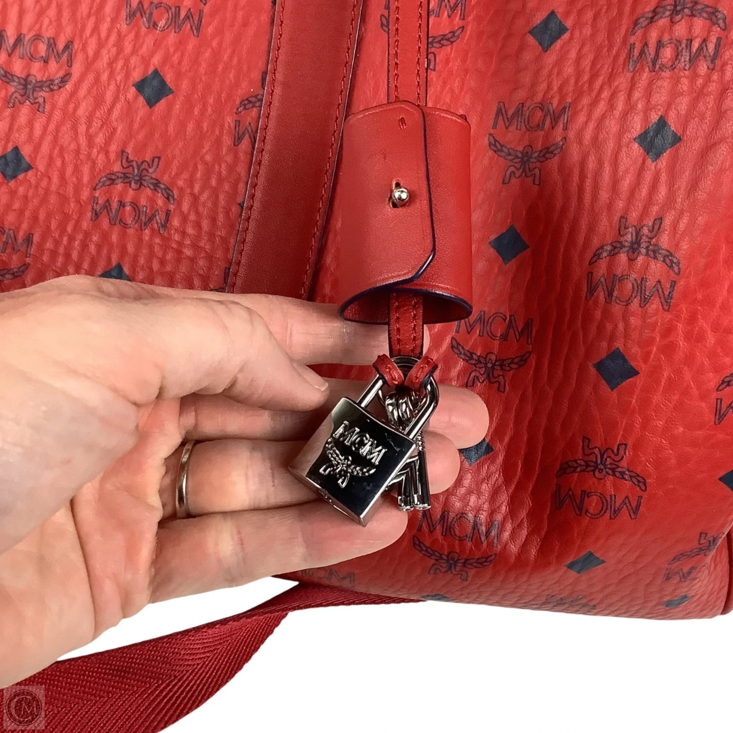 Duffle And Weekender Luxury Designer By Mcm, Size: Large (As is)