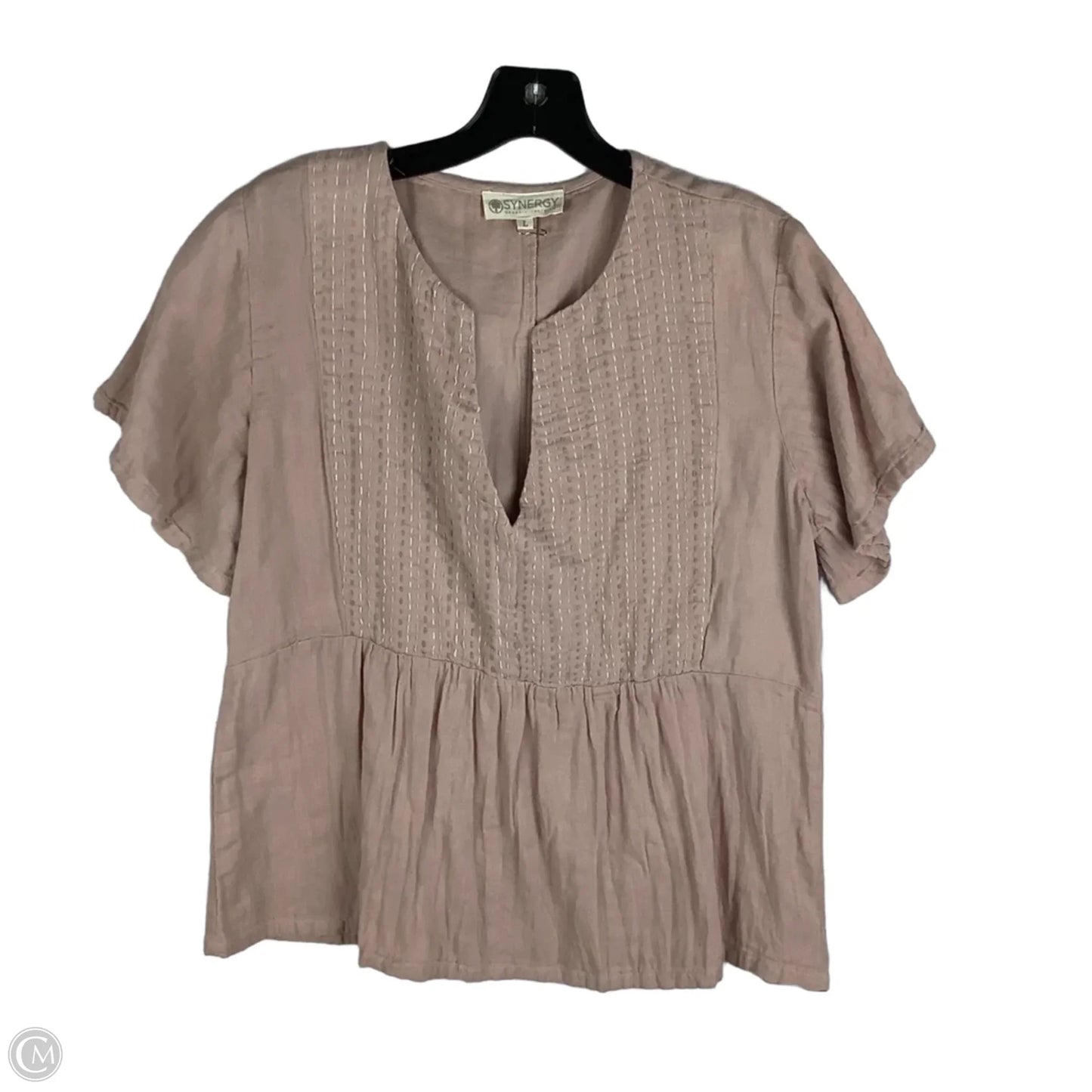 Top Short Sleeve By Synergy In Pink, Size: L