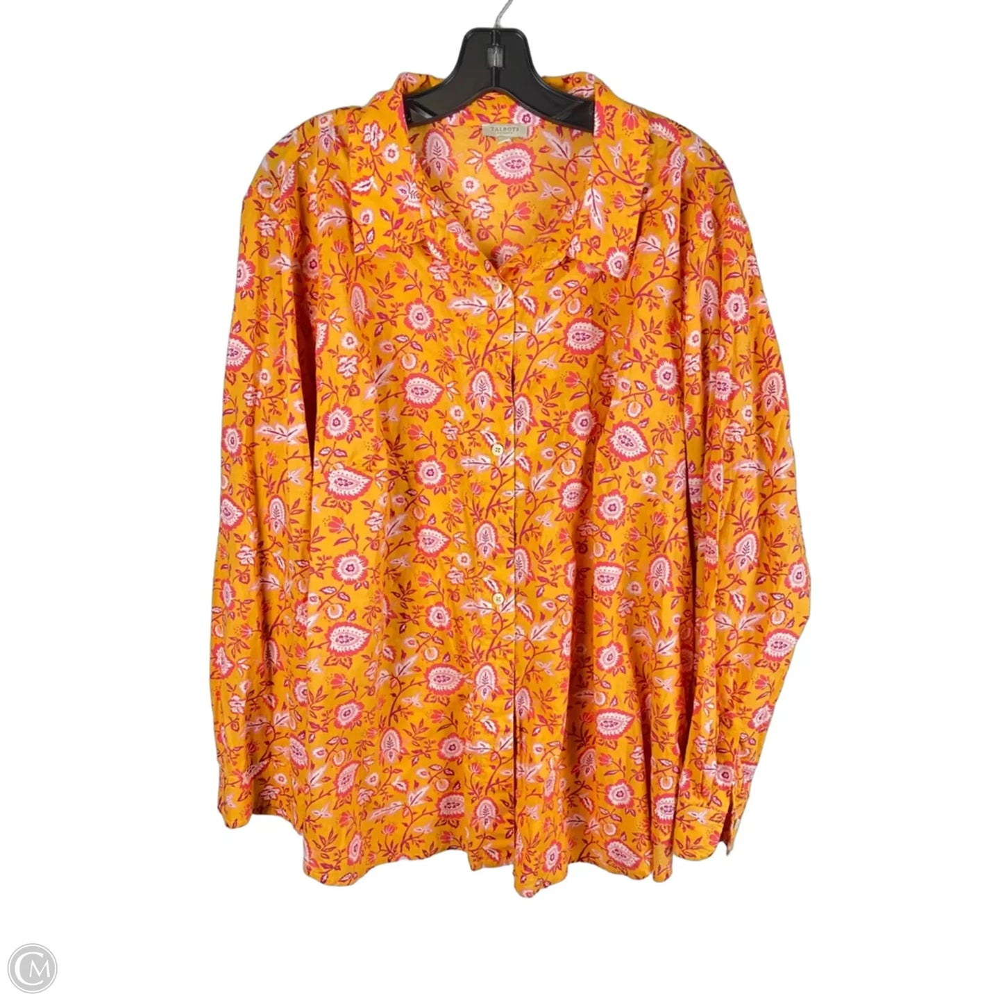 Top Long Sleeve By Talbots In Orange & Pink, Size: 3x
