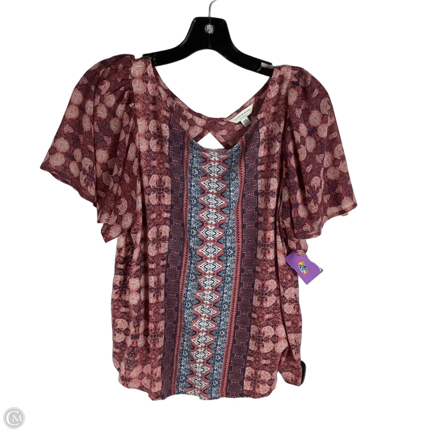 Top Short Sleeve By Lucky Brand In Blue & Pink, Size: M