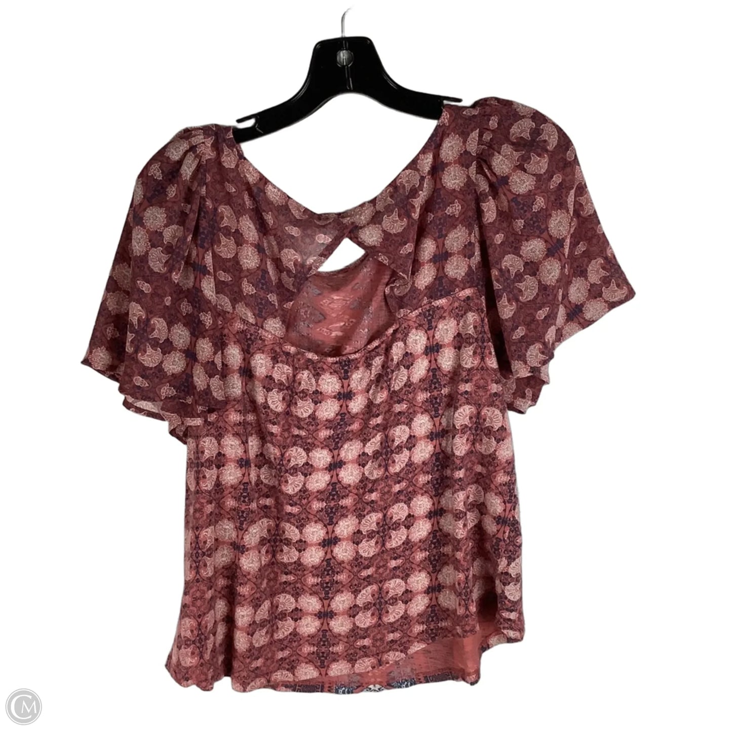 Top Short Sleeve By Lucky Brand In Blue & Pink, Size: M