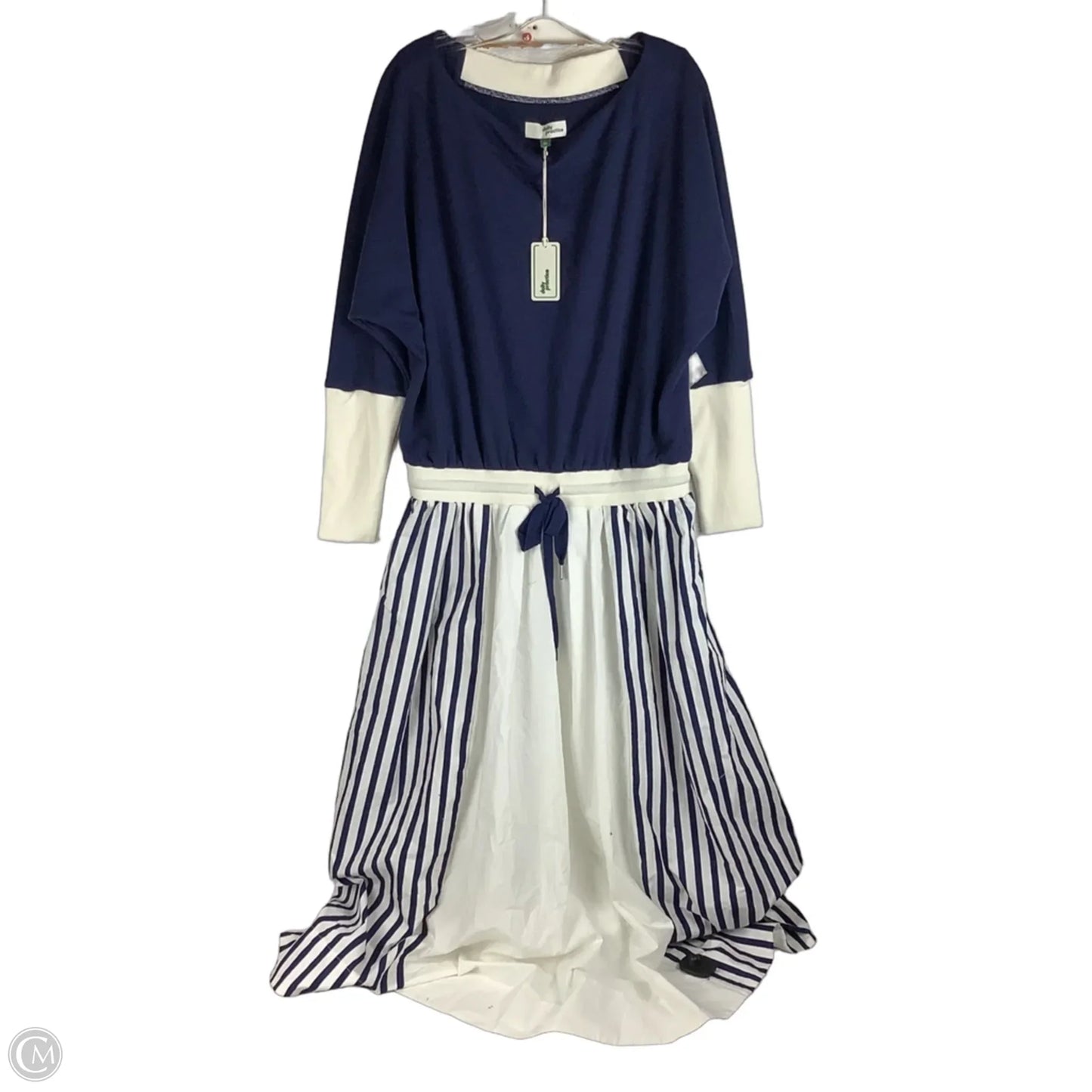 Dress Casual Maxi By Daily Practice By Anthropologie In Blue & Cream, Size: L