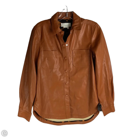 Jacket Shirt By Anthropologie In Brown, Size: 2