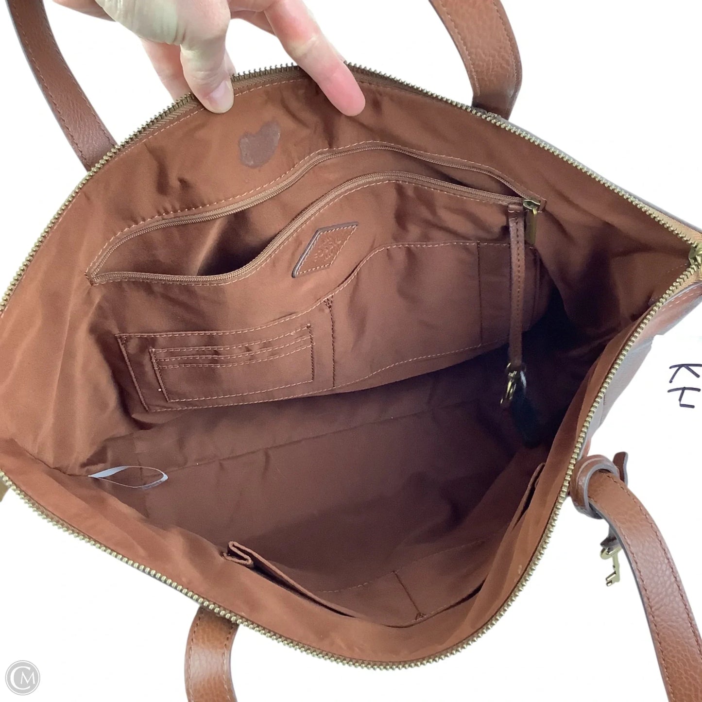 Handbag Leather By Fossil, Size: Large