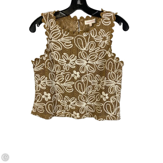 Top Sleeveless By Solitaire In Brown & Cream, Size: S