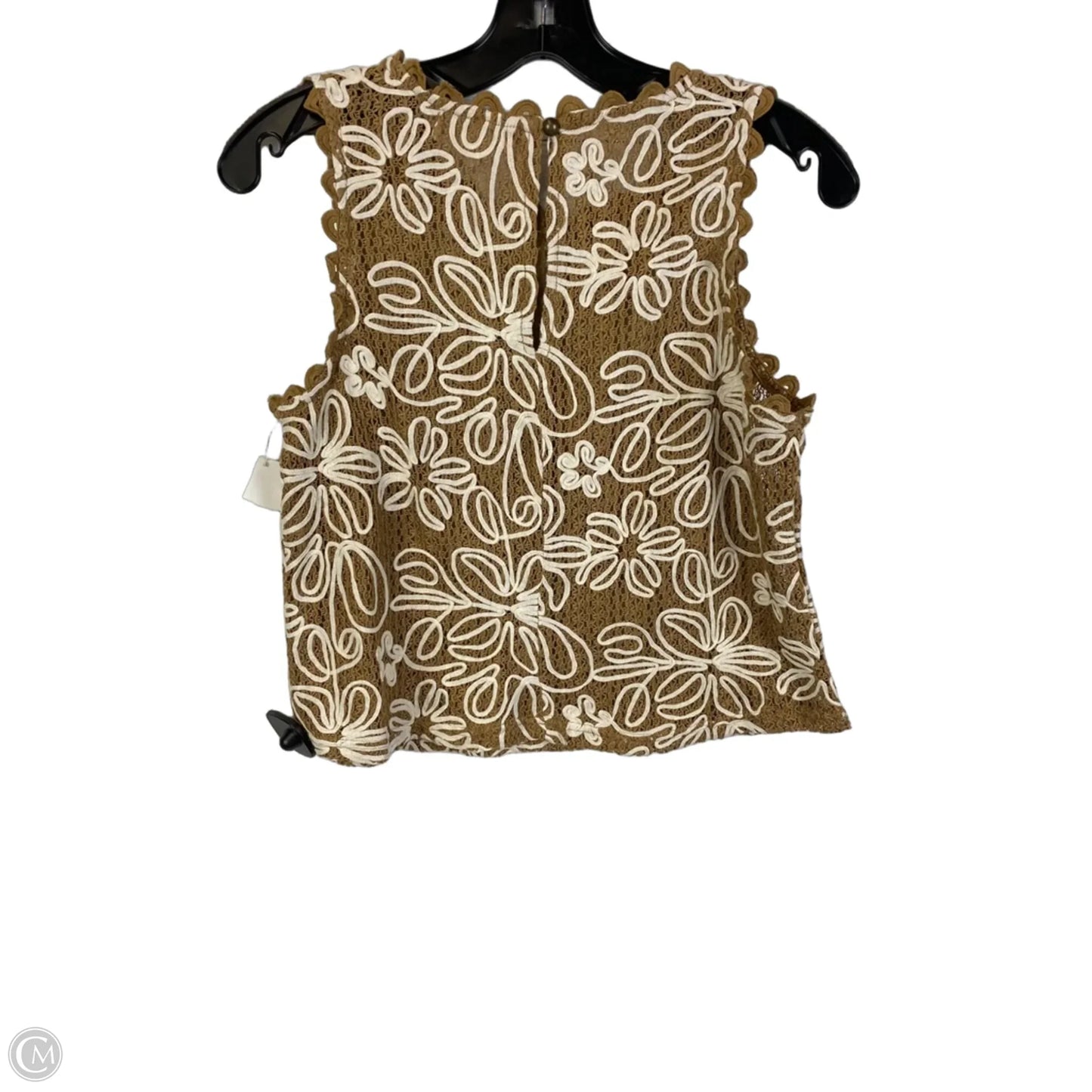Top Sleeveless By Solitaire In Brown & Cream, Size: S