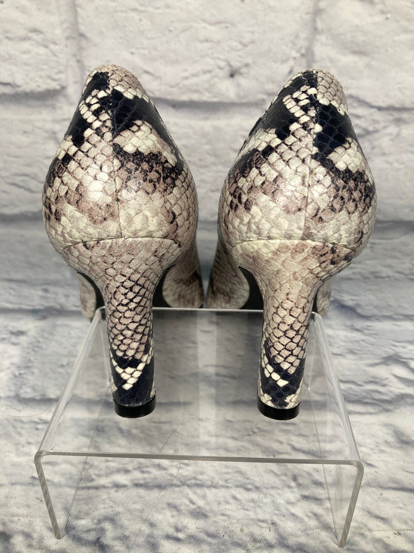 Snakeskin Print Shoes Heels Block Stuart Weitzman, Size 8.5