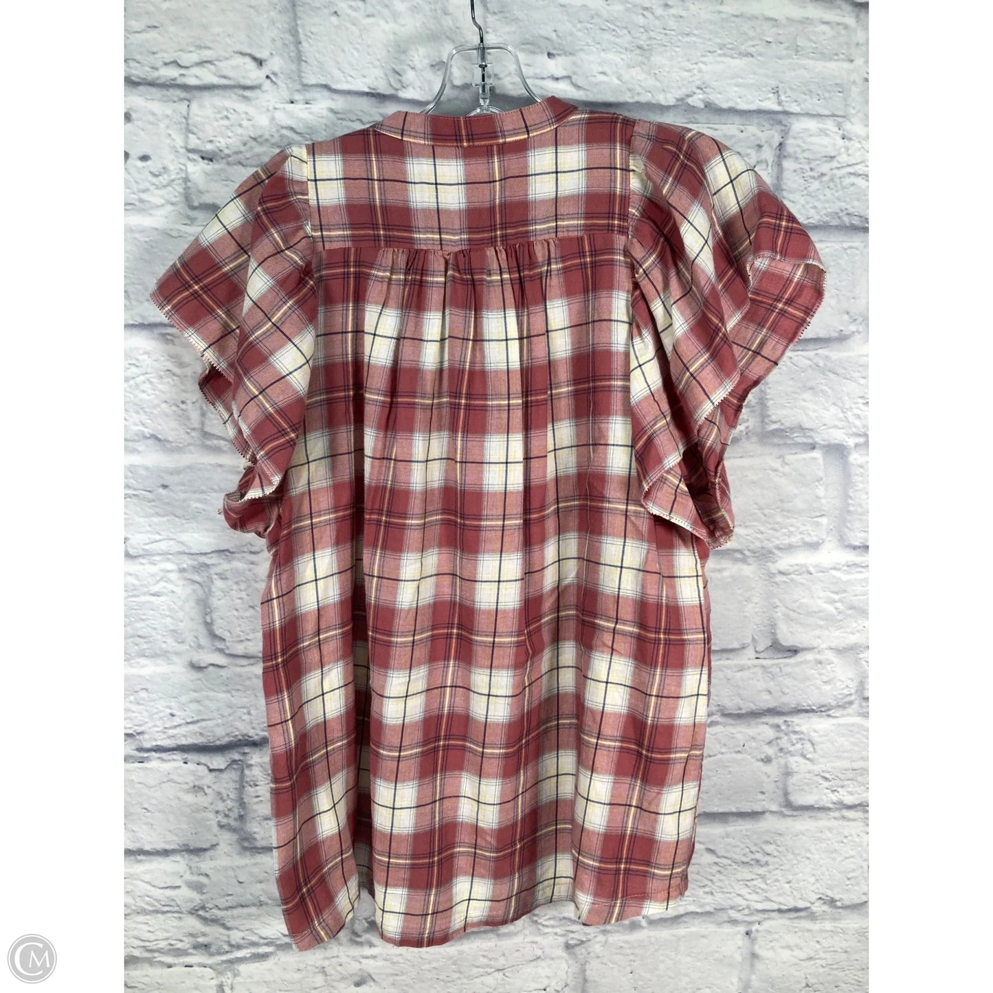 Top Short Sleeve By Birds Of Paradis By Trovata In Plaid Pattern, Size: S