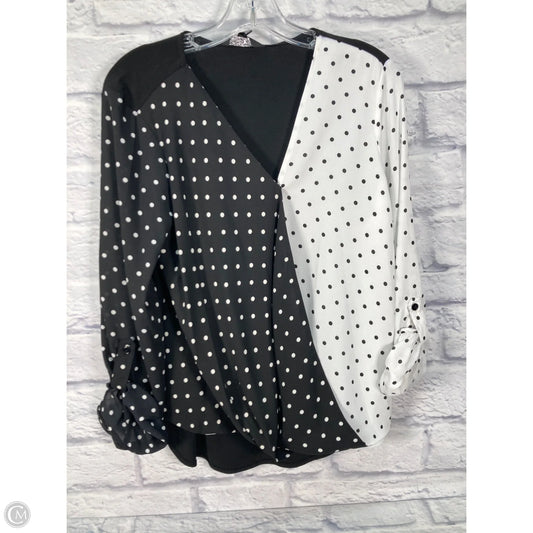 Blouse Long Sleeve By Investments In Black & White, Size: S