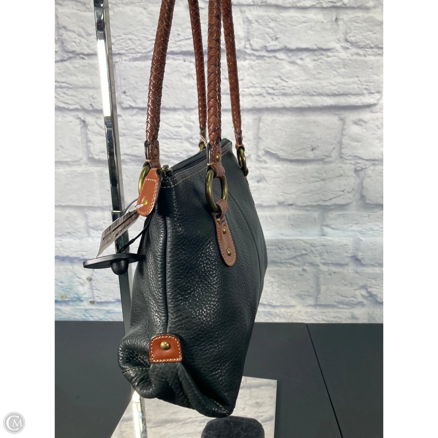 Handbag Leather By Fossil, Size: Medium