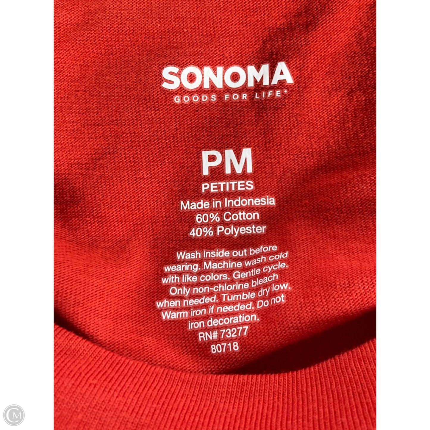 Top Long Sleeve Basic By Sonoma In Red & White, Size: Mp