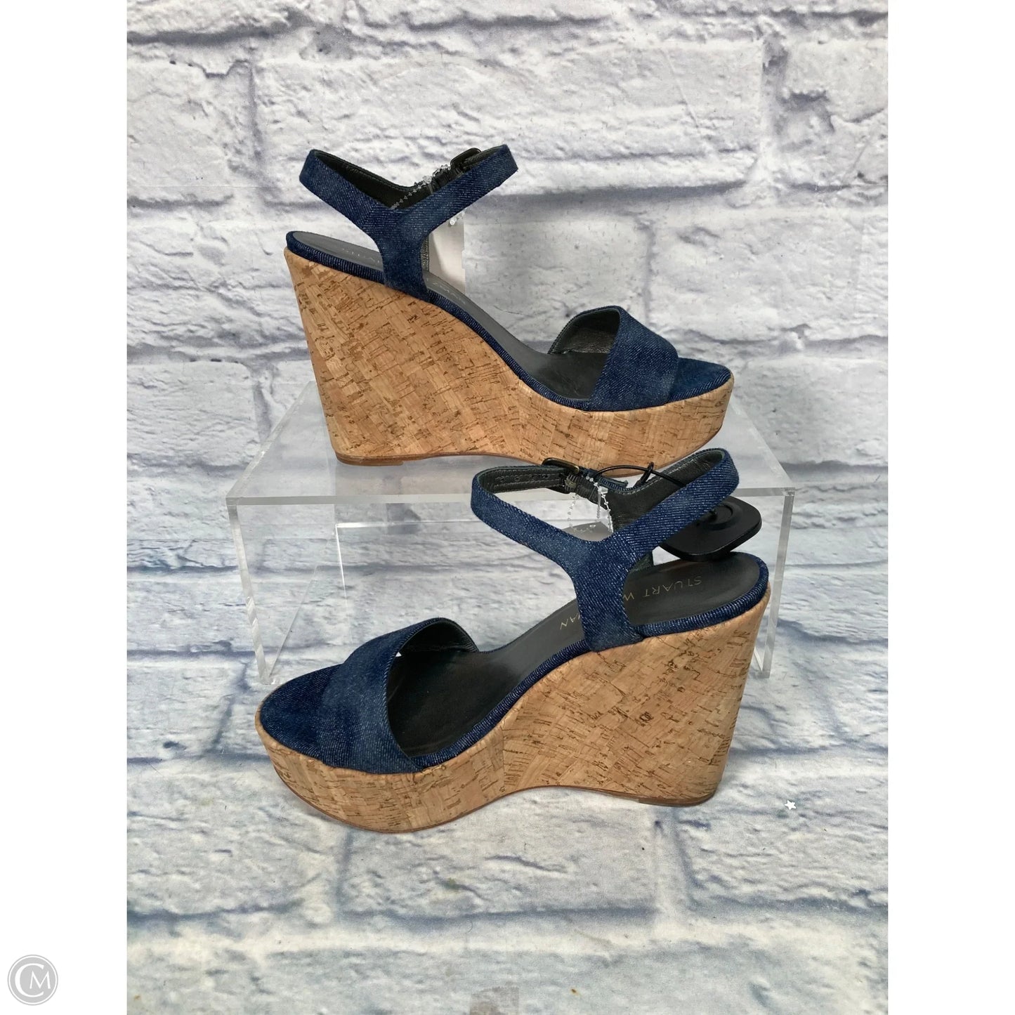 Sandals Designer By Stuart Weitzman In Blue & Brown, Size: 9