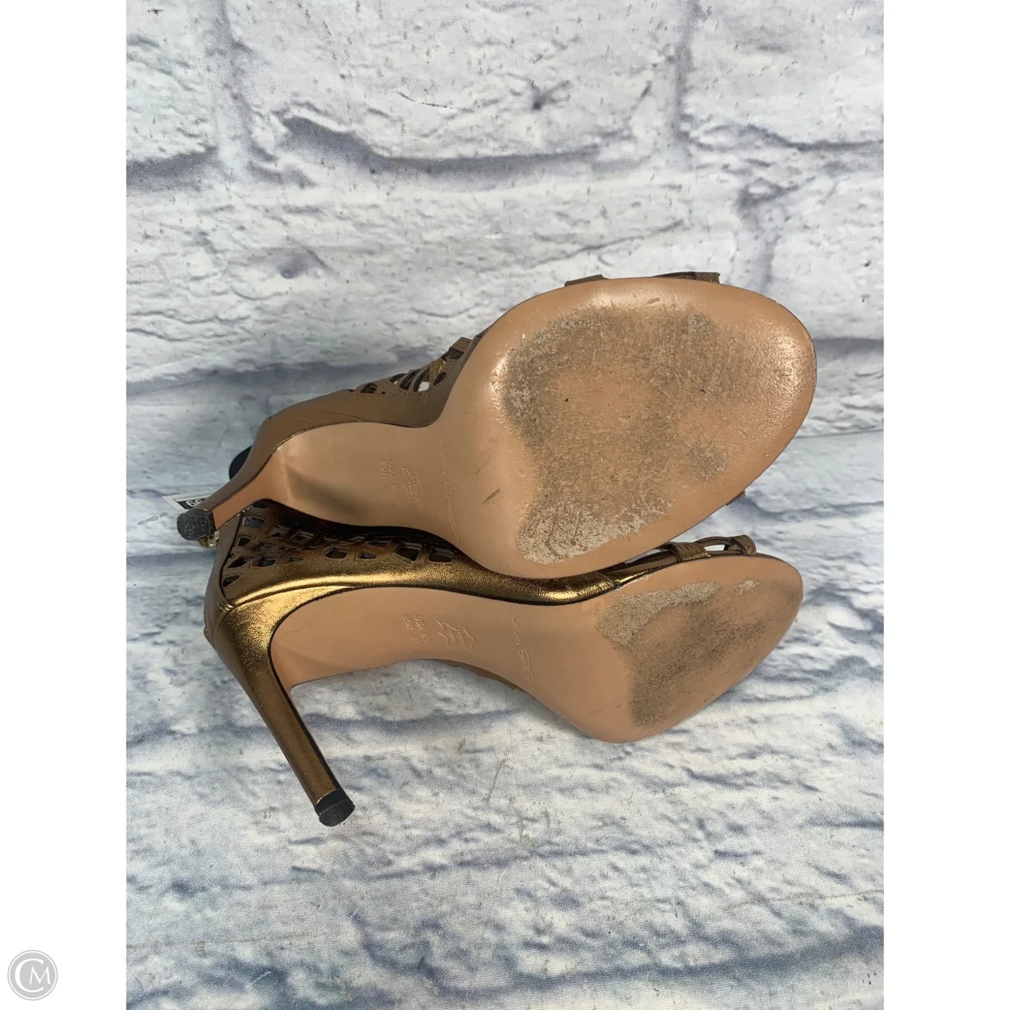 Shoes Heels Stiletto By Via Spiga In Gold, Size: 6.5