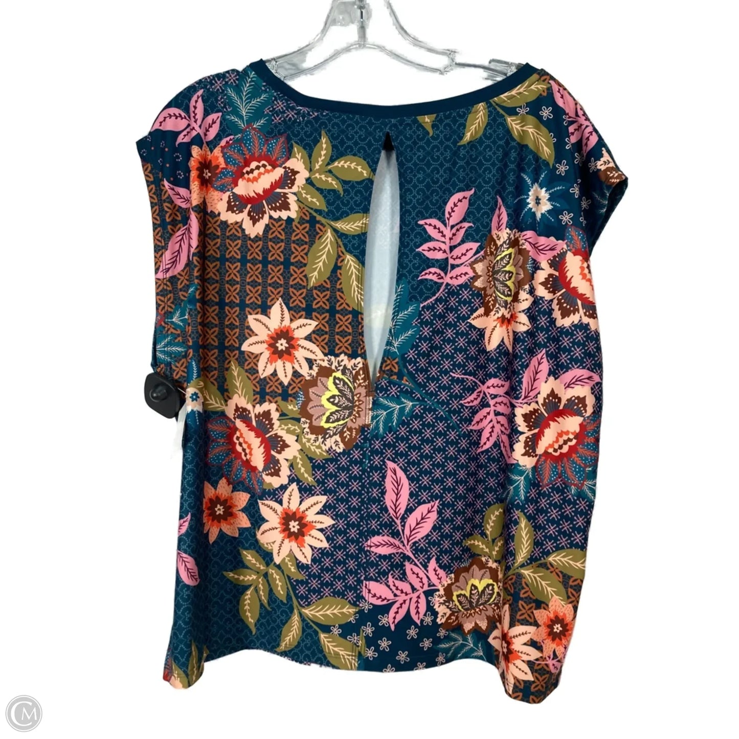 Athletic Top Short Sleeve By Johnny Was In Blue & Orange, Size: Xl