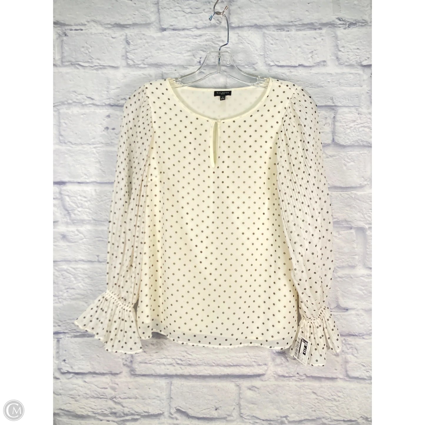 Blouse Long Sleeve By Talbots In Black & Cream, Size: S