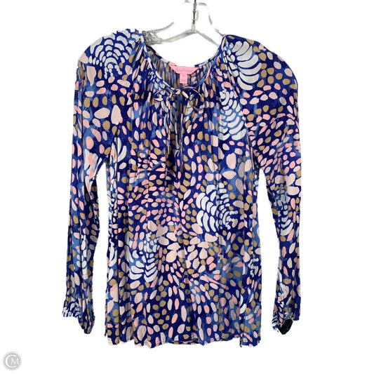 Top Long Sleeve Designer By Lilly Pulitzer In Blue & Pink, Size: Xs