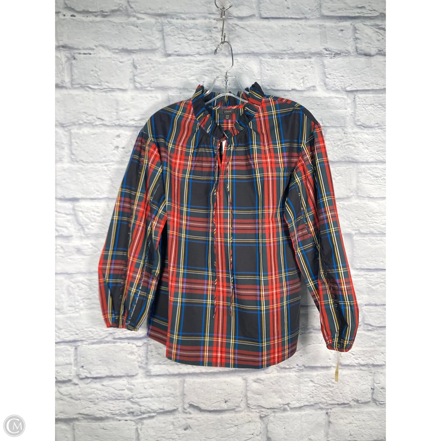 Top Long Sleeve By J. Crew In Black & Red, Size: Xxs