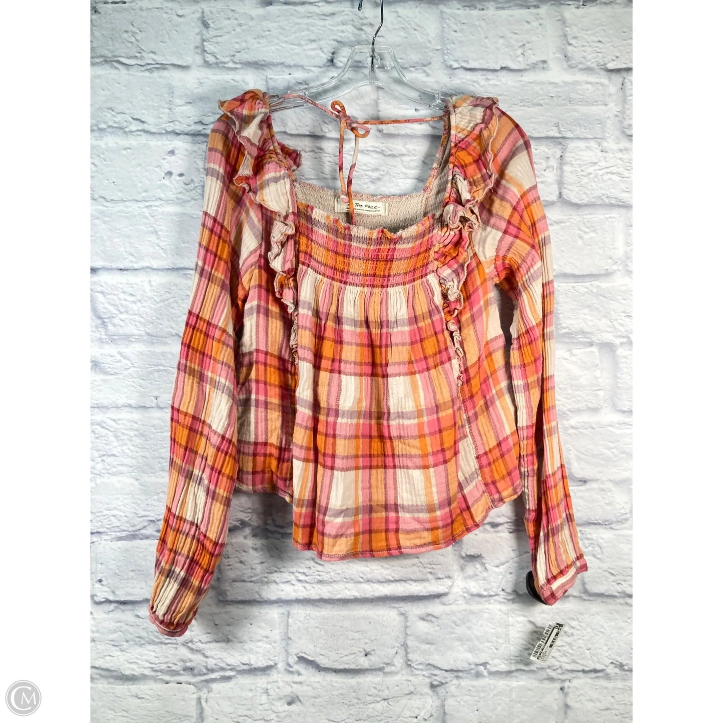 Top Long Sleeve By We The Free In Orange & Pink, Size: S