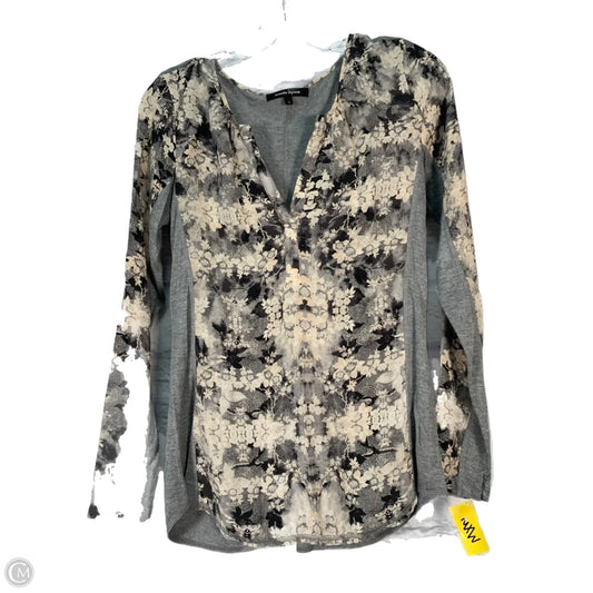Top Long Sleeve By Nanette Lepore In Cream & Grey, Size: S