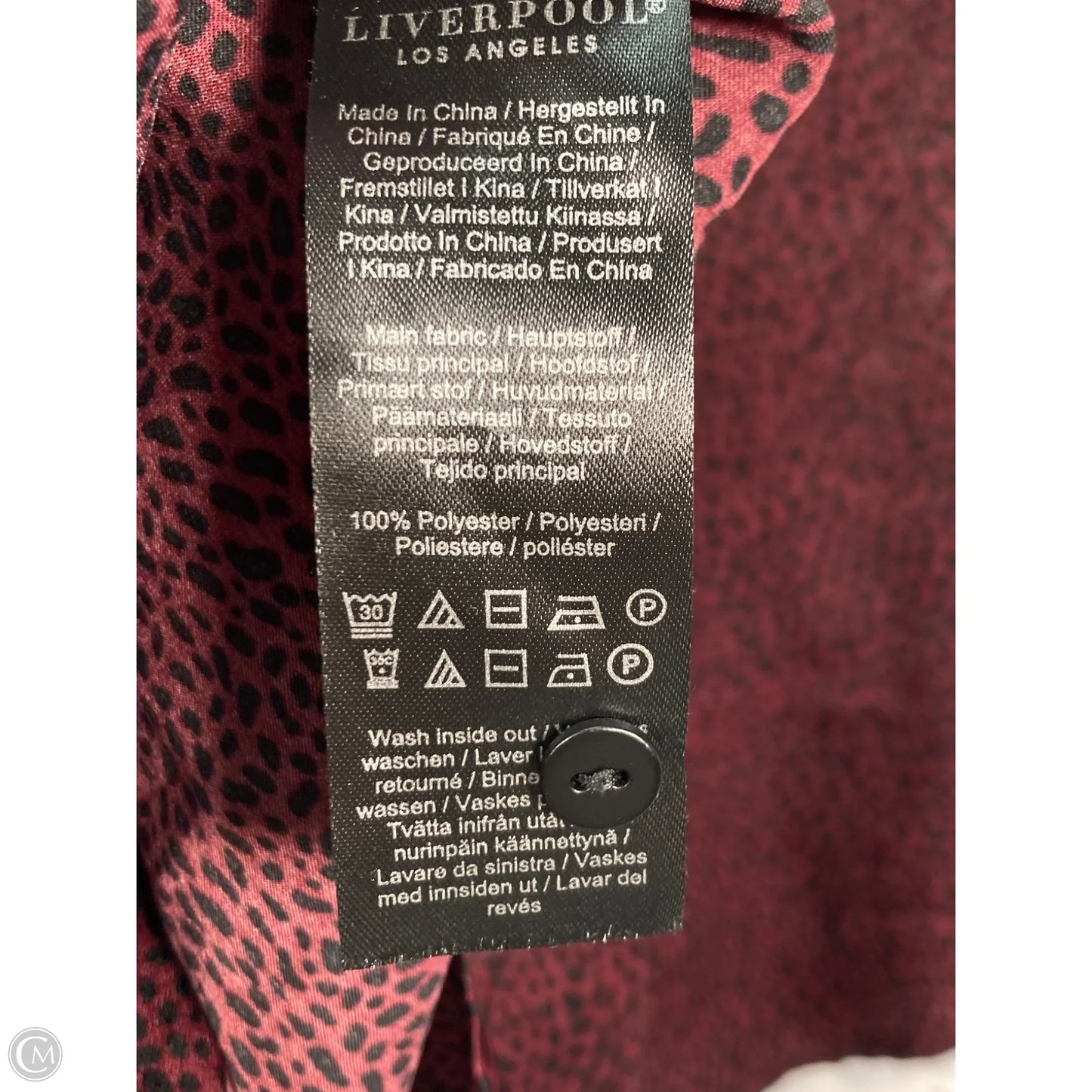 Blouse Long Sleeve By Liverpool In Black & Red, Size: L