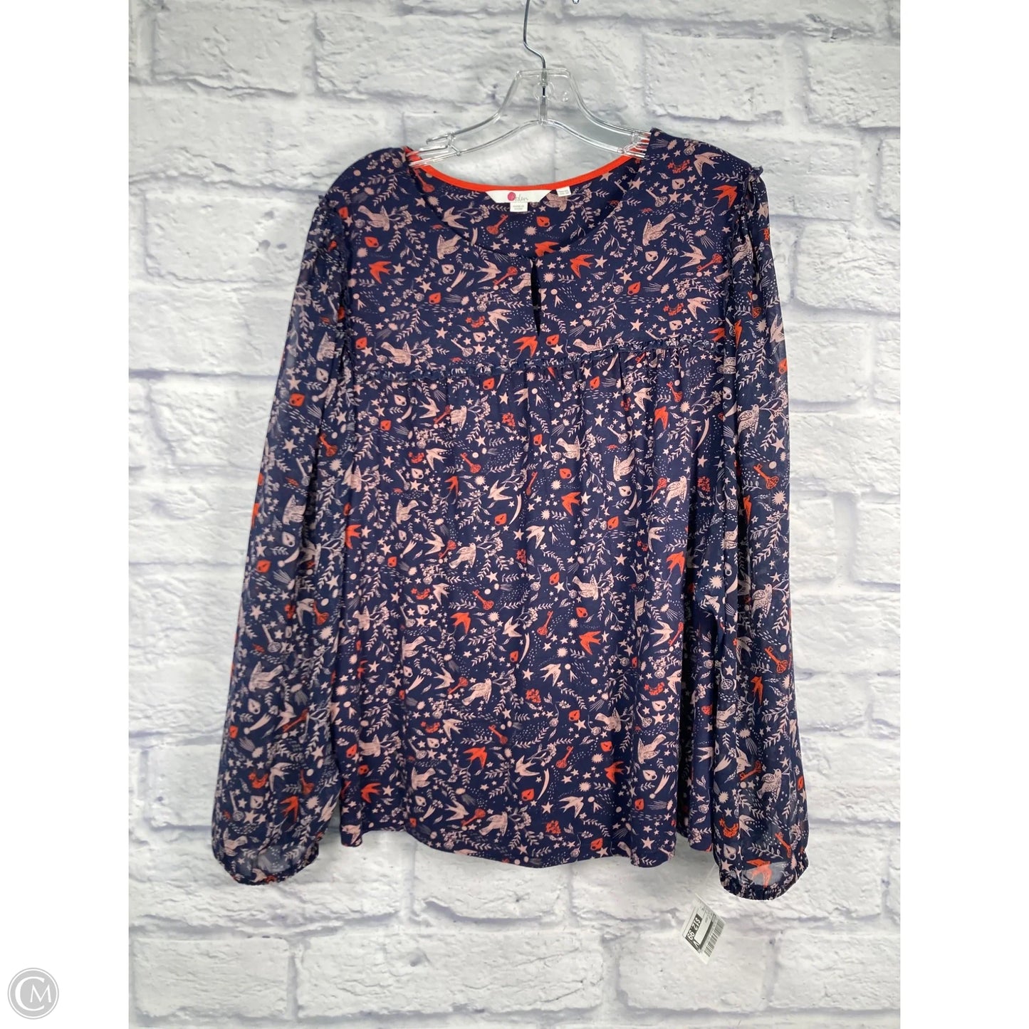 Top Long Sleeve By Boden In Blue & Cream, Size: Xl