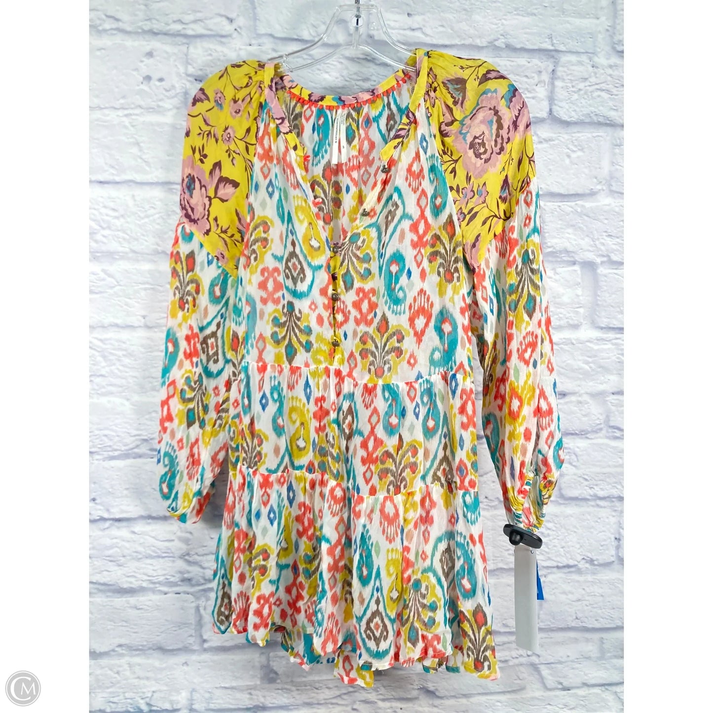 Blouse Long Sleeve By Anthropologie In Blue & Green, Size: Sp