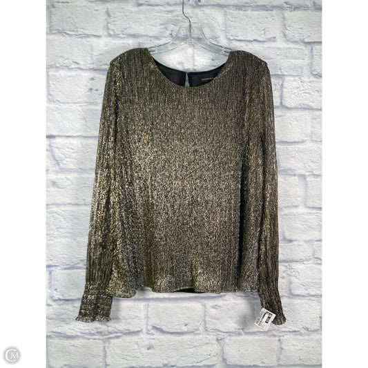 Blouse Long Sleeve By Banana Republic In Black & Gold, Size: Xl