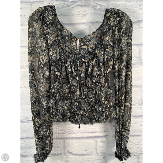 Blouse Long Sleeve By Free People In Blue & Brown, Size: Xs