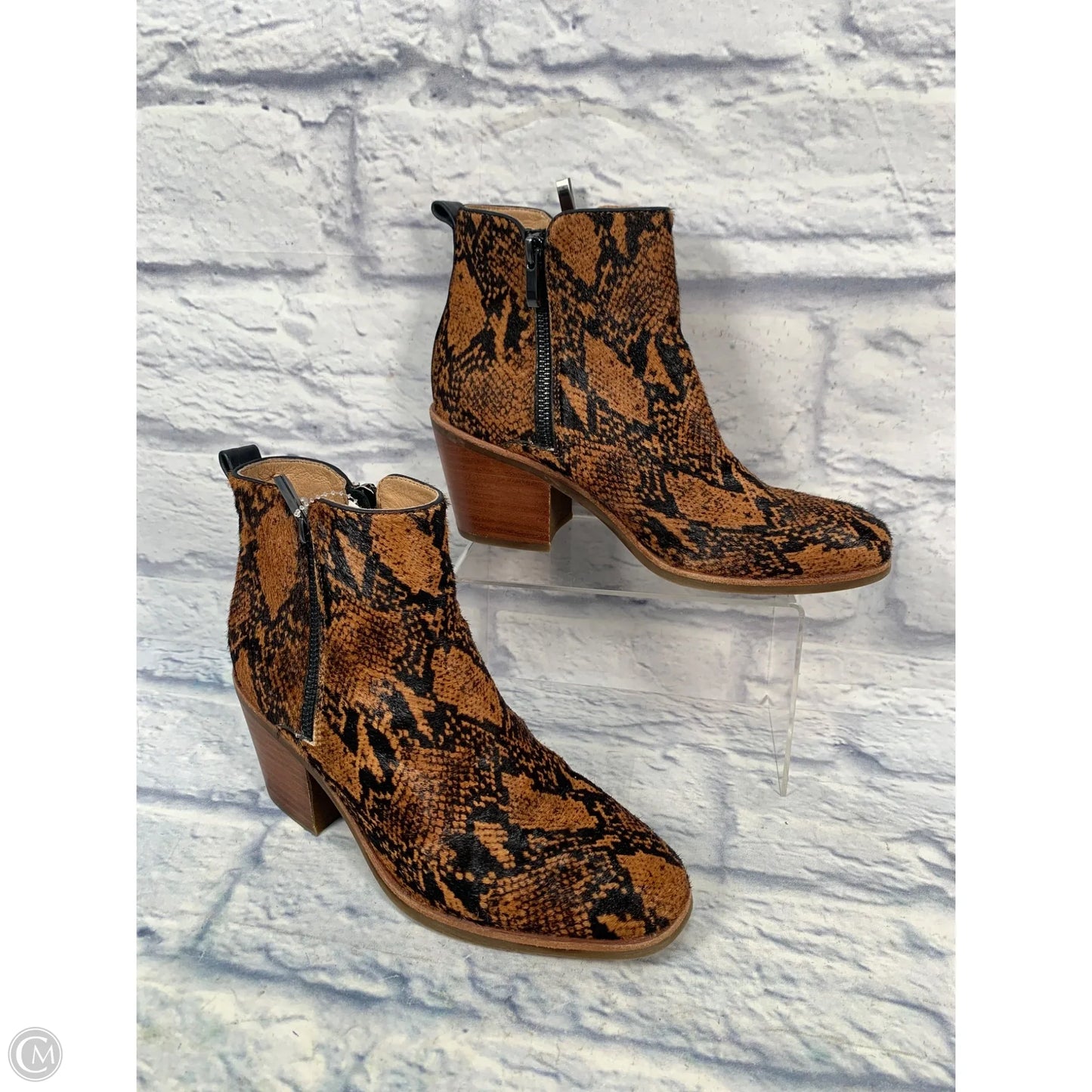 Boots Ankle Heels By Sofft In Animal Print, Size: 8