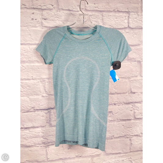 Athletic Top Short Sleeve By Lululemon In Green & Grey, Size: S