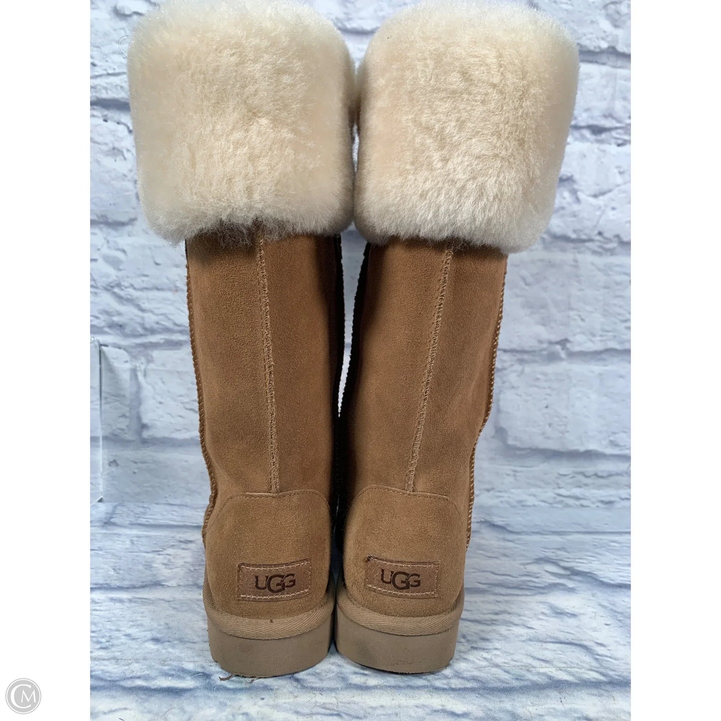 Boots Designer By Ugg In Brown, Size: 5