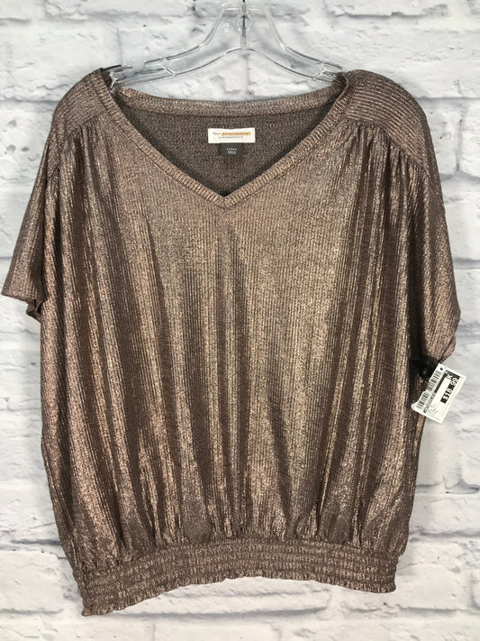 Top Short Sleeve By Anthropologie In Rose Gold, Size: L