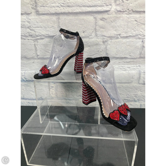 Sandals Heels Block By Betsey Johnson In Black & Red, Size: 6
