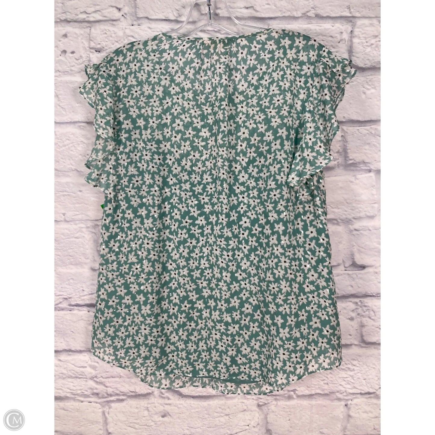 Blouse Short Sleeve By Rebecca Taylor In Teal, Size: L