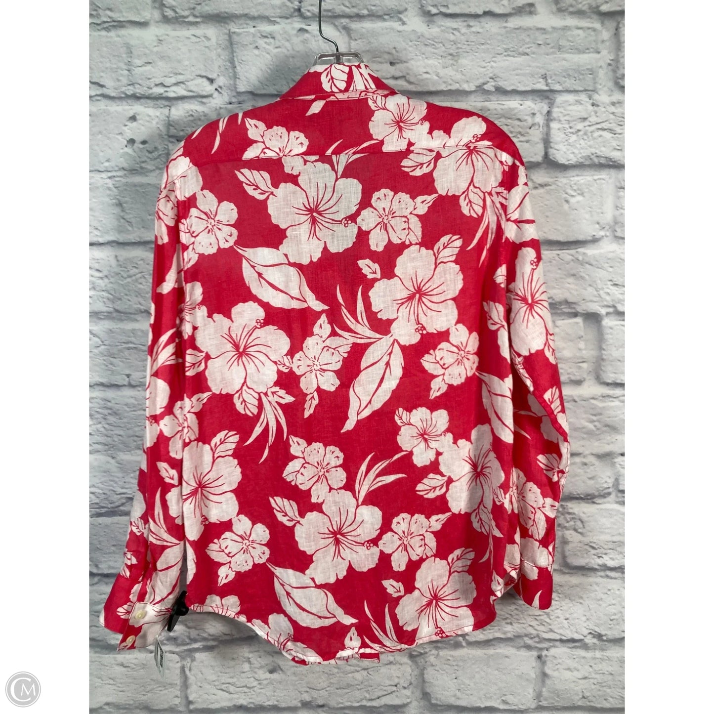 Top Long Sleeve By Tommy Bahama In Pink & White, Size: S