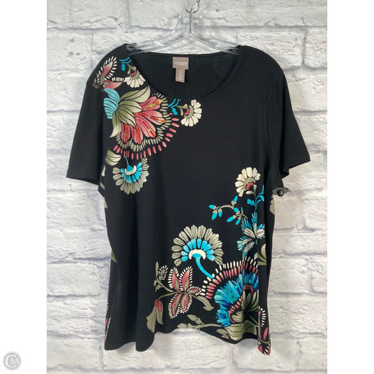 Top Short Sleeve By Chicos In Black & Blue, Size: Xl