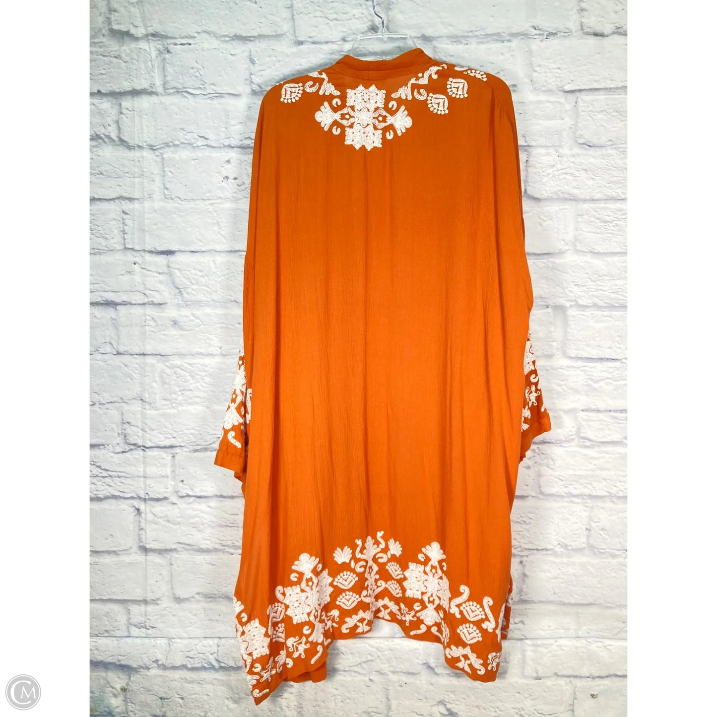 Kimono By Chicos In Orange & White, Size: Xl