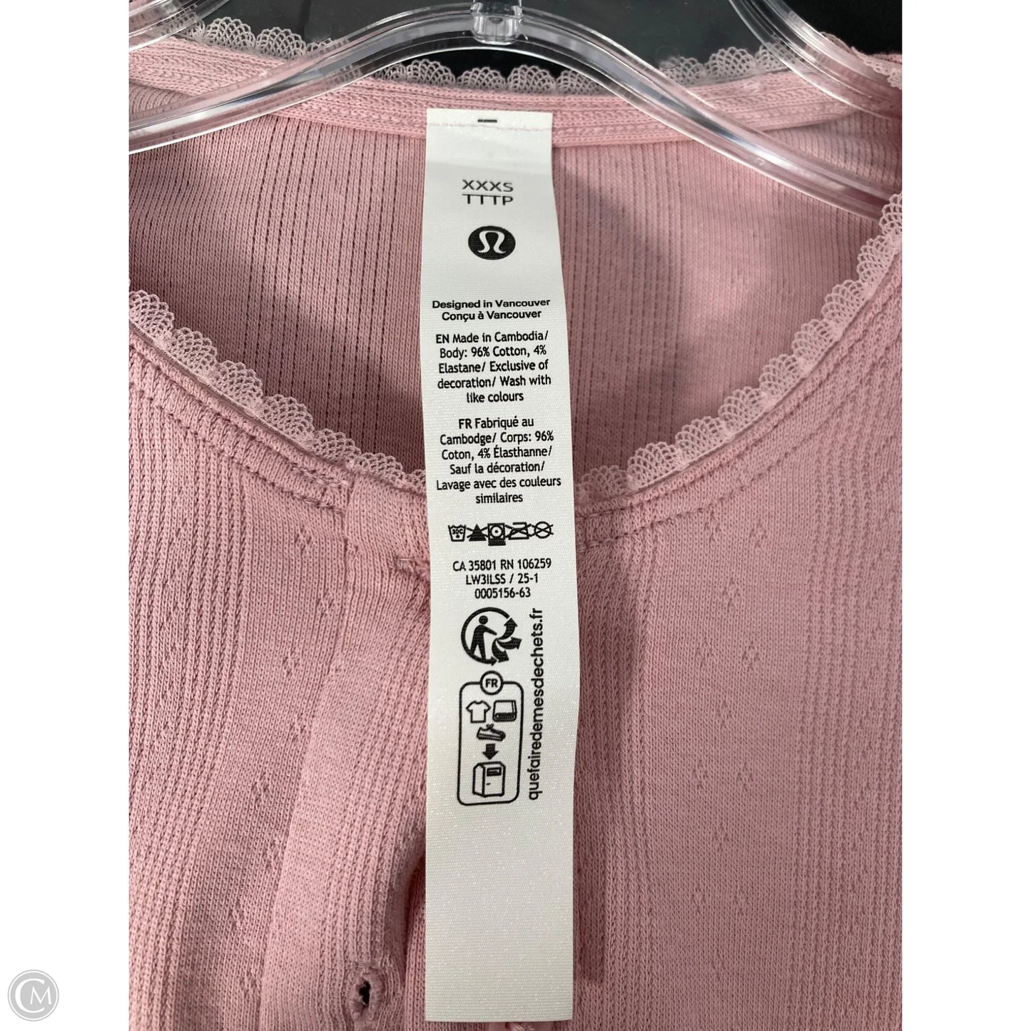 Athletic Top Long Sleeve Crewneck By Lululemon In Pink, Size: Xxs